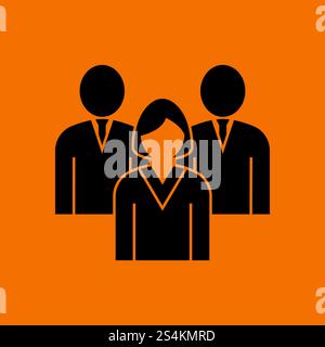 Corporate Team Icon. Black on Orange Background. Vector Illustration. Stock Vector