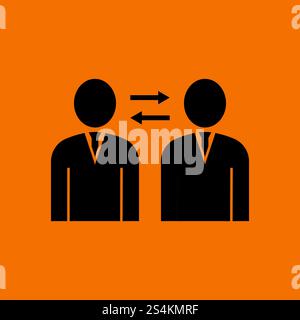 Corporate Interaction Icon. Black on Orange Background. Vector Illustration. Stock Vector