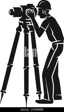 Surveyor icon. Simple illustration of surveyor vector icon for web design isolated on white background. Surveyor icon, simple style Stock Vector