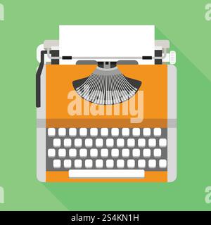 Old typewriter icon. Flat illustration of old typewriter vector icon for web design. Old typewriter icon, flat style Stock Vector