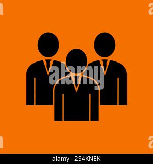 Corporate Team Icon. Black on Orange Background. Vector Illustration. Stock Vector