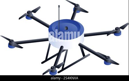 Small hexacopter drone icon. Isometric of small hexacopter drone vector icon for web design isolated on white background. Small hexacopter drone icon, isometric style Stock Vector