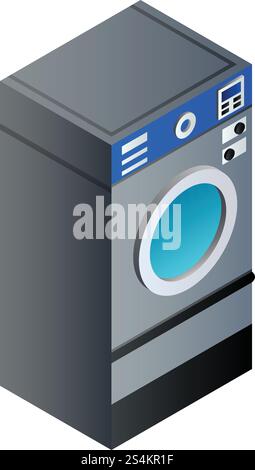 Full laundry wash machine icon. Isometric of full laundry wash machine vector icon for web design isolated on white background. Full laundry wash machine icon, isometric style Stock Vector