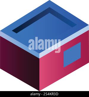 Home building icon. Isometric of home building vector icon for web design isolated on white background. Home building icon, isometric style Stock Vector