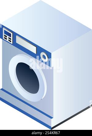 Modern laundry machine icon. Isometric of modern laundry machine vector icon for web design isolated on white background. Modern laundry machine icon, isometric style Stock Vector