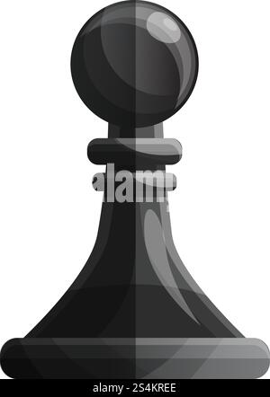 Black pawn piece icon. Cartoon of black pawn piece vector icon for web design isolated on white background. Black pawn piece icon, cartoon style Stock Vector