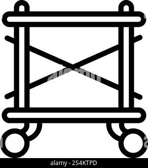 Scaffolding on wheel icon. Outline scaffolding on wheel vector icon for web design isolated on white background. Scaffolding on wheel icon, outline style Stock Vector