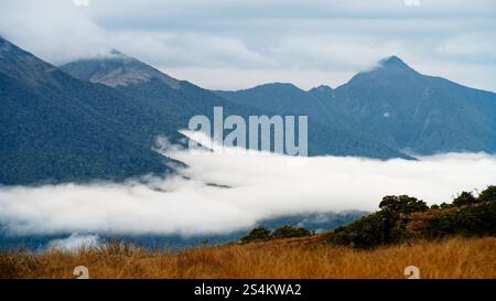 Cloud inversion below the Tablelands, Kahurangi National Park, south island, Aotearoa / New Zealand Stock Photo