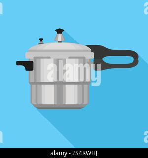 Metal pressure cooker icon. Flat illustration of metal pressure cooker vector icon for web design. Metal pressure cooker icon, flat style Stock Vector