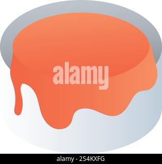 Round box of paint icon. Isometric of round box of paint vector icon for web design isolated on white background. Round box of paint icon, isometric style Stock Vector