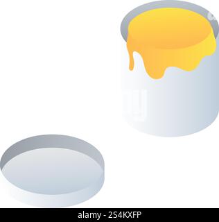 Open paint jar icon. Isometric of open paint jar vector icon for web design isolated on white background. Open paint jar icon, isometric style Stock Vector