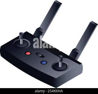 Drone remote control icon. Isometric of drone remote control vector icon for web design isolated on white background. Drone remote control icon, isometric style Stock Vector