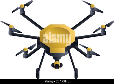 Hexacopter drone icon. Isometric of hexacopter drone vector icon for web design isolated on white background. Hexacopter drone icon, isometric style Stock Vector