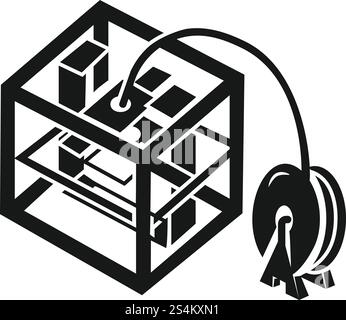 3d printer work icon. Simple illustration of 3d printer work vector icon for web design isolated on white background. 3d printer work icon, simple style Stock Vector