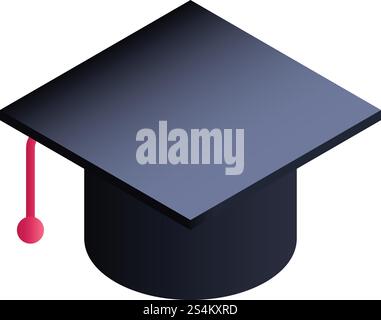 Graduated hat icon. Isometric of graduated hat vector icon for web design isolated on white background. Graduated hat icon, isometric style Stock Vector