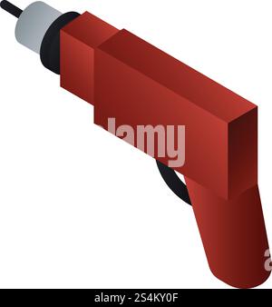 Electric screwdriver icon. Isometric of electric screwdriver vector icon for web design isolated on white background. Electric screwdriver icon, isometric style Stock Vector
