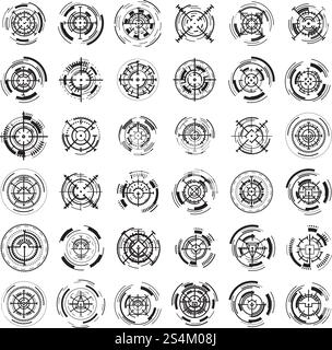 Crosshair icons set. Simple set of crosshair vector icons for web design on white background. Crosshair icons set, simple style Stock Vector