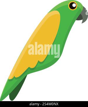 Yellow green parrot icon. Cartoon of yellow green parrot vector icon for web design isolated on white background. Yellow green parrot icon, cartoon style Stock Vector