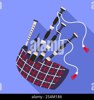 Scottish bagpipes icon. Flat illustration of scottish bagpipes vector icon for web design. Scottish bagpipes icon, flat style Stock Vector