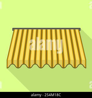 Yellow awning icon. Flat illustration of yellow awning vector icon for web design. Yellow awning icon, flat style Stock Vector