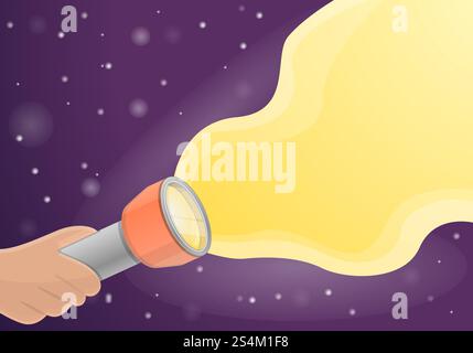 Flashlight concept background. Cartoon illustration of flashlight vector concept background for web design. Flashlight concept background, cartoon style Stock Vector