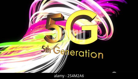Image of 5g text, connections and data processing Stock Photo