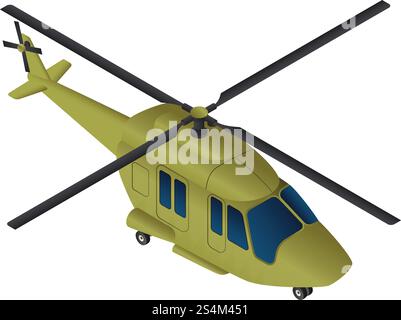 Military helicopter icon. Isometric of military helicopter vector icon for web design isolated on white background. Military helicopter icon, isometric style Stock Vector