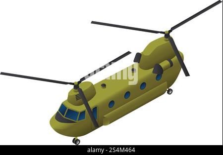 Military transport helicopter icon. Isometric of military transport helicopter vector icon for web design isolated on white background. Military transport helicopter icon, isometric style Stock Vector