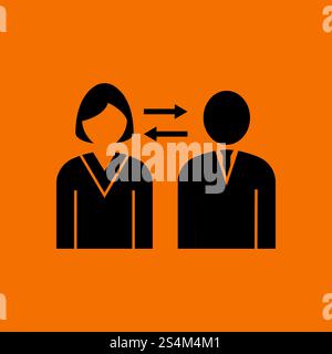 Corporate Interaction Icon. Black on Orange Background. Vector Illustration. Stock Vector