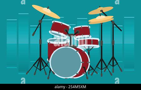 Drummer instrument concept banner. Flat illustration of drummer instrument vector concept banner for web design. Drummer instrument concept banner, flat style Stock Vector