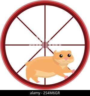 Hamster in wheel icon. Cartoon of hamster in wheel vector icon for web design isolated on white background. Hamster in wheel icon, cartoon style Stock Vector
