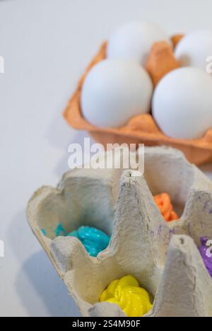 family paints easter eggs. Selective focus. celebration hilidays Stock ...