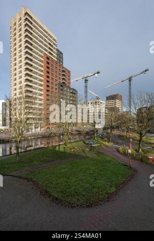 Modern high-rise apartments under construction in the centre of the Dutch city of Nieuwegein. Stock Photo