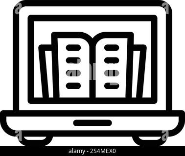 Internet book laptop icon. Outline internet book laptop vector icon for web design isolated on white background. Internet book laptop icon, outline style Stock Vector