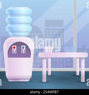 Cooler water office concept background. Cartoon illustration of cooler water office vector concept background for web design. Cooler water office concept background, cartoon style Stock Vector