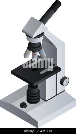 Dna microscope icon. Isometric of dna microscope vector icon for web design isolated on white background. Dna microscope icon, isometric style Stock Vector