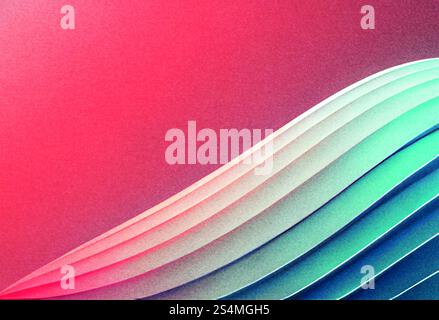 This artwork features a dynamic abstract background with smooth, flowing gradients in shades of red and blue The grainy texture adds depth and a moder Stock Photo