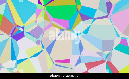 A stunning 3D rendering showcasing an abstract pattern composed of multicolored geometric shapes, ideal for vibrant backgrounds or creative designs. Stock Photo