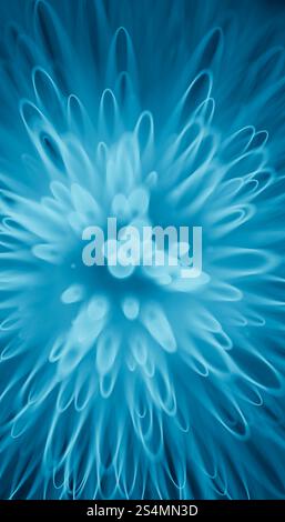 This captivating image features a dynamic 3D render of flowing abstract shapes in various shades of blue, creating a serene and artistic atmosphere id Stock Photo