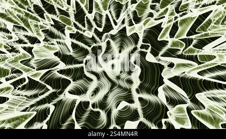 An intricate, swirling abstract pattern dominates this 3D-rendered image, showcasing a mesmerizing, monochromatic fractal formation. Stock Photo