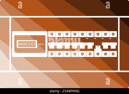 Circuit Breakers Box Icon. Flat Color Ladder Design. Vector Illustration. Stock Vector