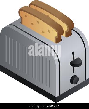 Bread toaster icon. Isometric of bread toaster vector icon for web design isolated on white background. Bread toaster icon, isometric style Stock Vector