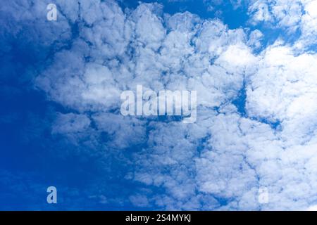 blue sky with cumulus clouds texture background Stock Photo