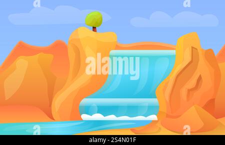 Waterfall concept banner. Cartoon illustration of waterfall vector concept banner for web design. Waterfall concept banner, cartoon style Stock Vector