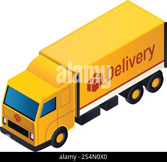 Delivery truck icon. Isometric of delivery truck vector icon for web design isolated on white background. Delivery truck icon, isometric style Stock Vector