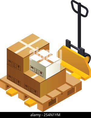 Warehouse lift parcel icon. Isometric of warehouse lift parcel vector icon for web design isolated on white background. Warehouse lift parcel icon, isometric style Stock Vector