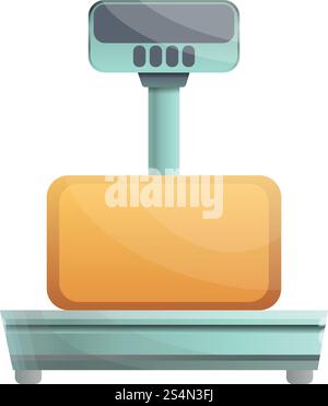 Scales for parcel box icon. Cartoon of scales for parcel box vector icon for web design isolated on white background. Scales for parcel box icon, cartoon style Stock Vector