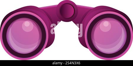 Pink binoculars icon. Cartoon of pink binoculars vector icon for web design isolated on white background. Pink binoculars icon, cartoon style Stock Vector