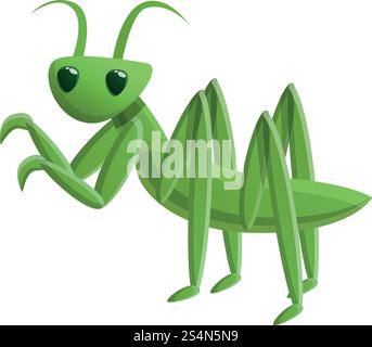 Green mantis icon. Cartoon of green mantis vector icon for web design isolated on white background. Green mantis icon, cartoon style Stock Vector