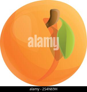Whole eco apricot icon. Cartoon of whole eco apricot vector icon for web design isolated on white background. Whole eco apricot icon, cartoon style Stock Vector